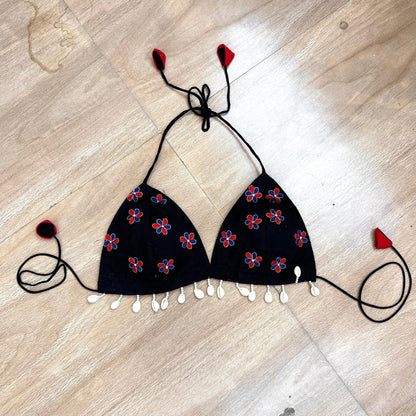Navratri Black Hand Embroidery Bralette Top - KJ10521