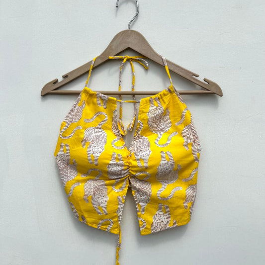 Yellow Leopard Twing Removable Padded Top - KJ10462