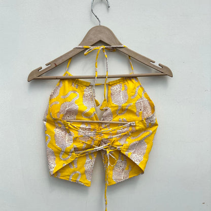 Yellow Leopard Twing Removable Padded Top - KJ10462