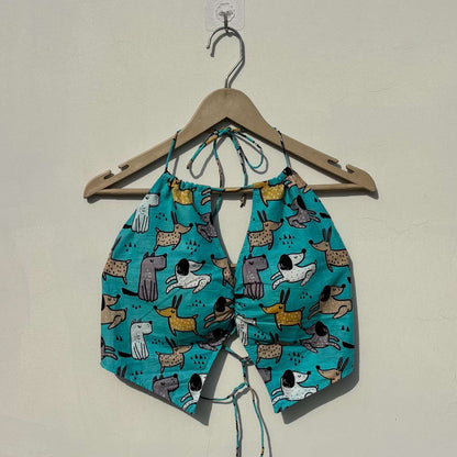 Blue Animal Print Twing Removable Pads Top - KJ10395