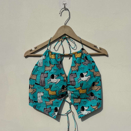 Blue Animal Print Twing Removable Pads Top - KJ10395