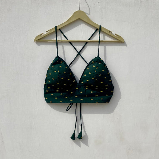 Bottle Green Lotus Removable Pads Bra - KJ10019