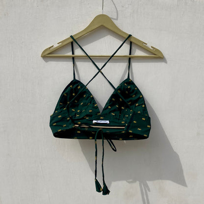 Bottle Green Lotus Removable Pads Bra - KJ10019