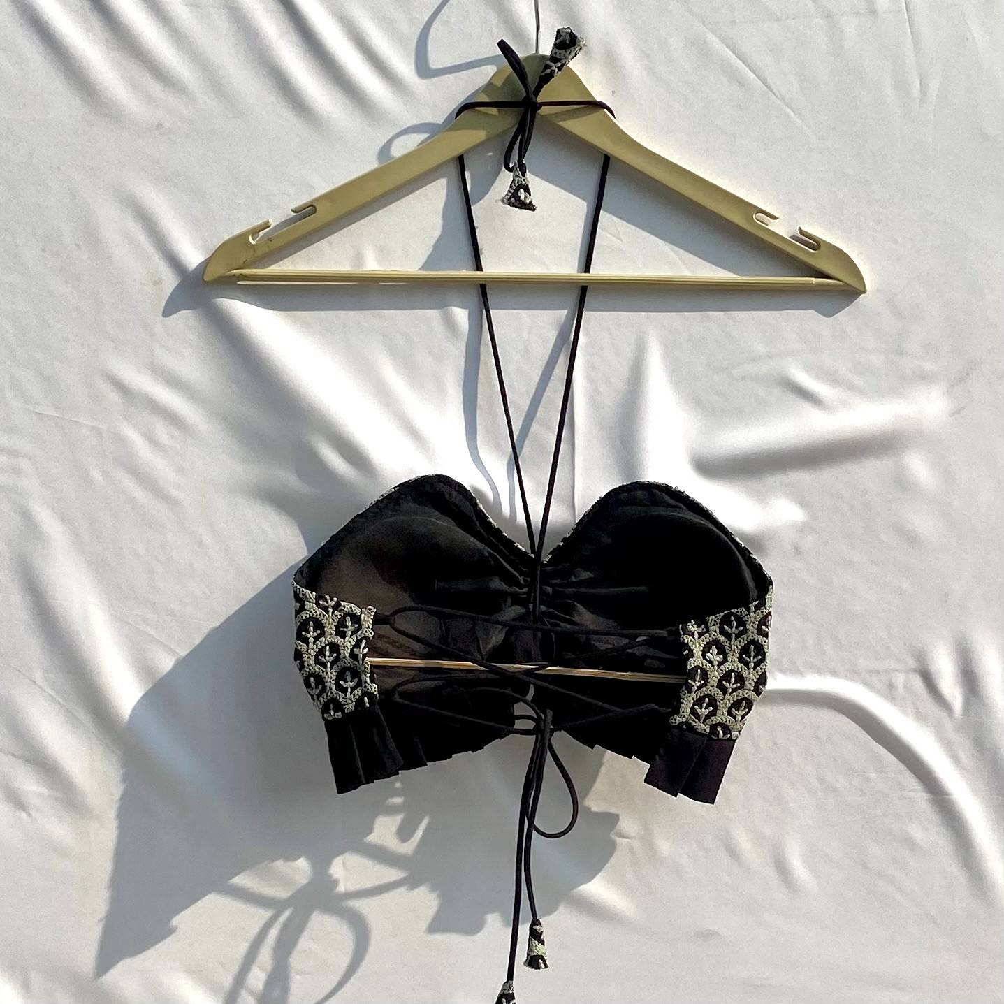 Black Chikan Halterneck Bralette - KJ10309