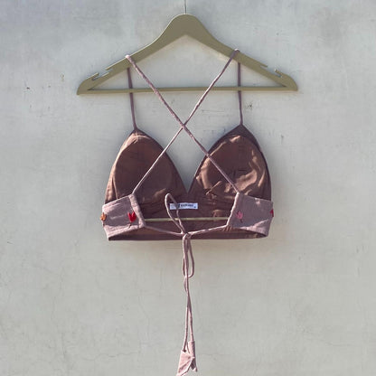 Wine Mulmul Patel Hand Embroidery Shirt and Bra Combo - KJ10201