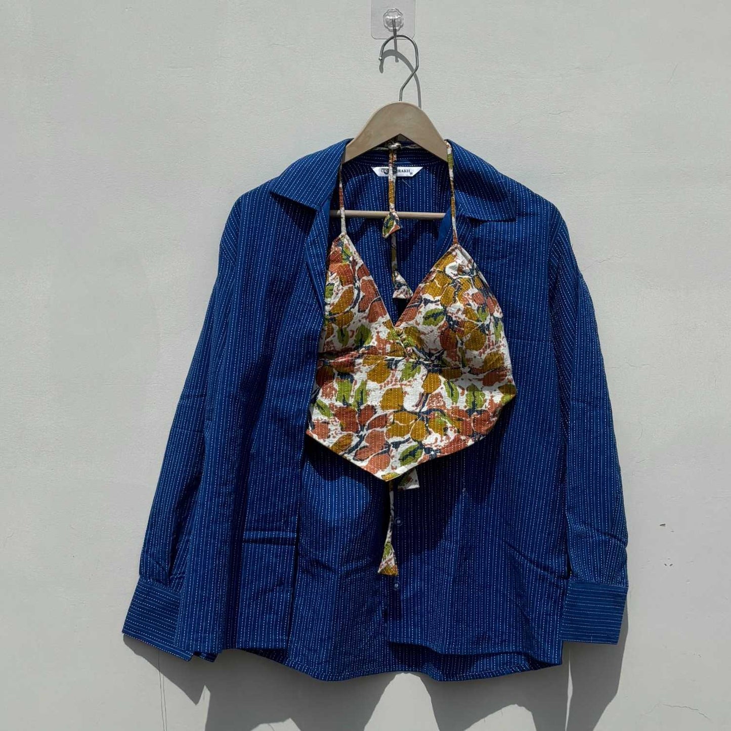 Blue Katha Shirt and Summery Bra Combo - KJ10417