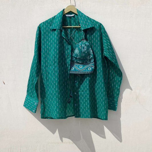 Rama Green Small Butti Shirt and Bra Combo - KJ10034