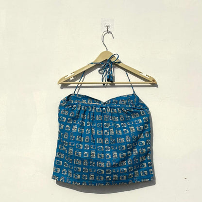Blue Retro Removable Pads Top - KJ10396