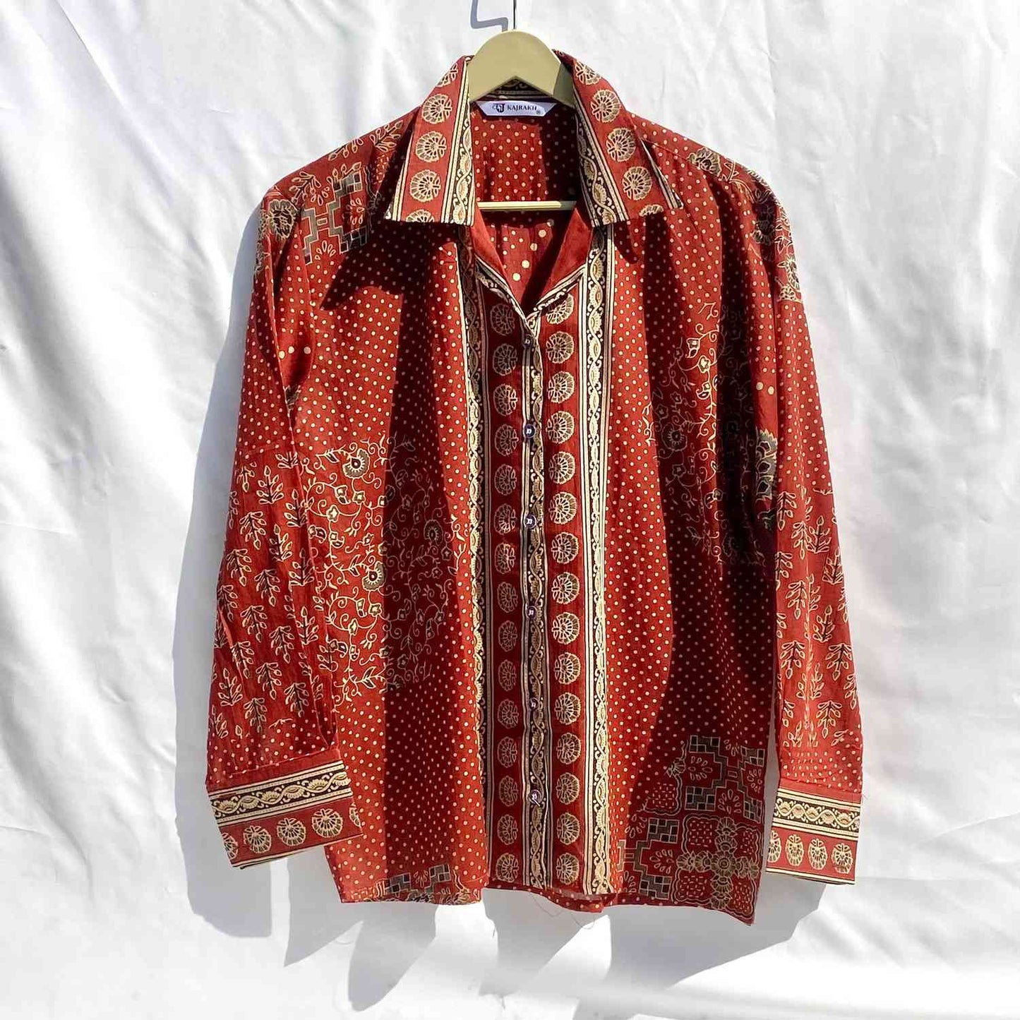 Maroon Polka Floral Mul Women Shirt - KJ10333