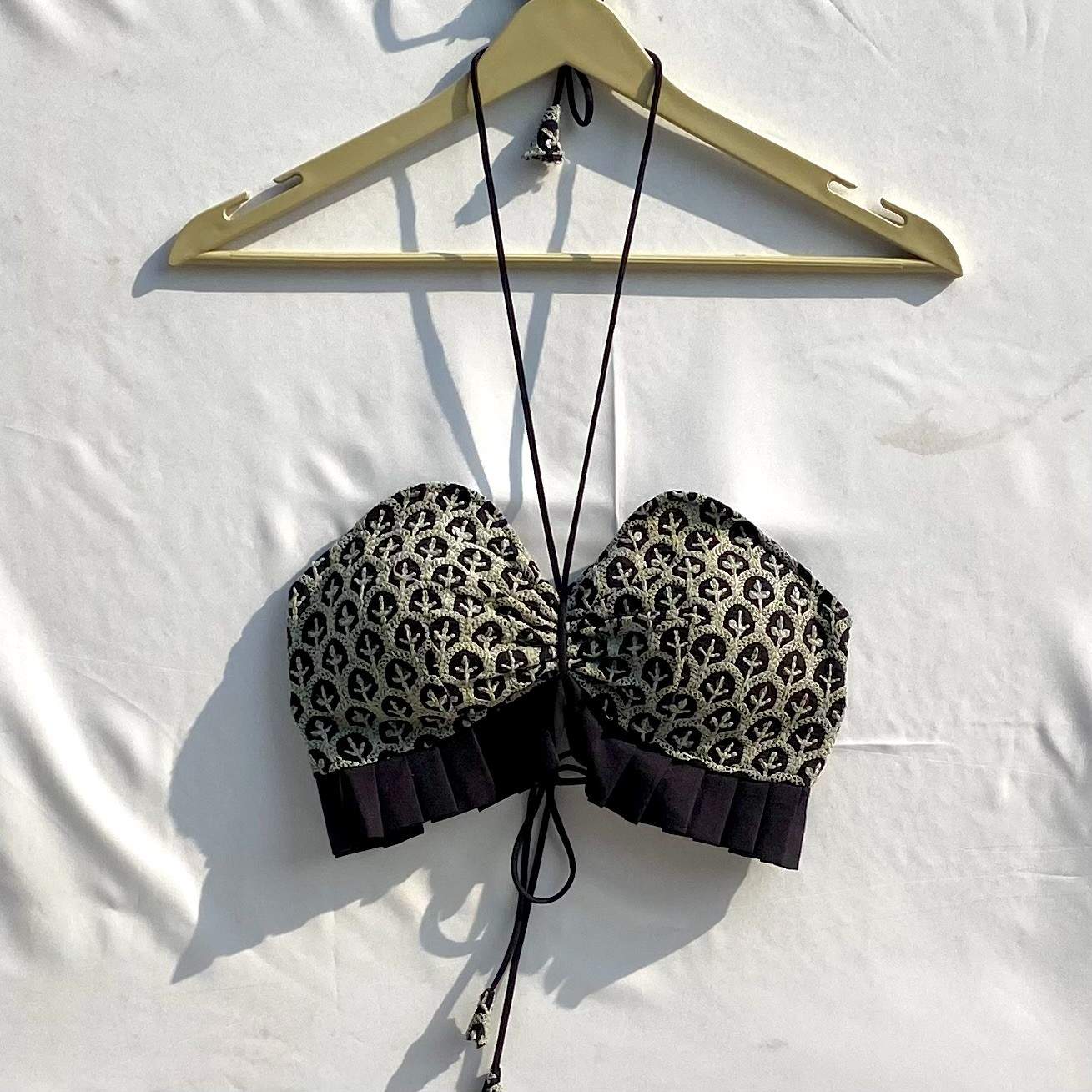 Black Chikan Halterneck Bralette - KJ10309