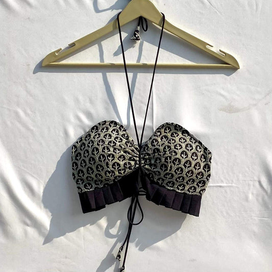Black Chikan Halterneck Bralette - KJ10309