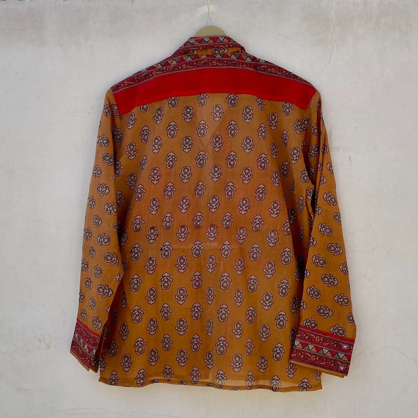 Brown Red Butti Mul Women Shirt - KJ10221