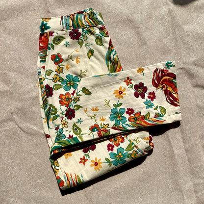 Peacock Floral Denim Pant - KJ10116