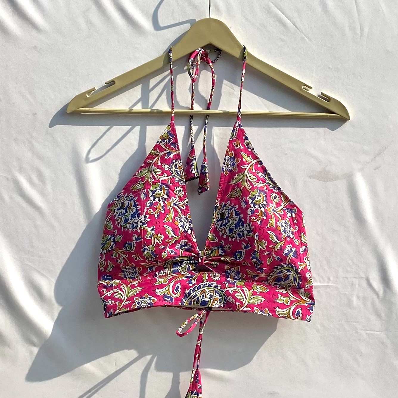 Pink Jaal Criss Cross Removable Pads Top - KJ10318