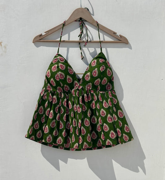 Green Butti Tree Cotton Top - KJ0873