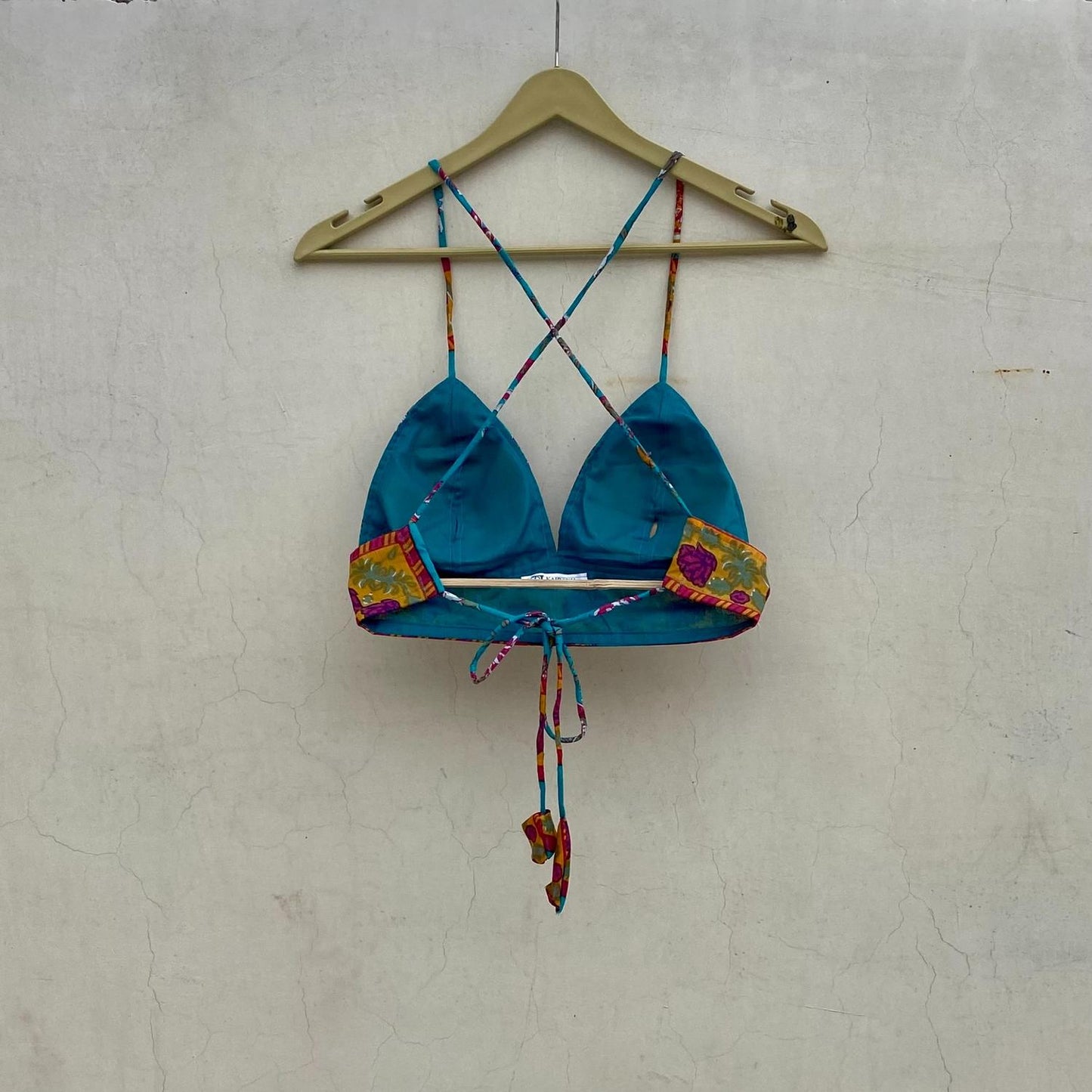 Turquoise Floral Removable Pads Bra - KJ10090