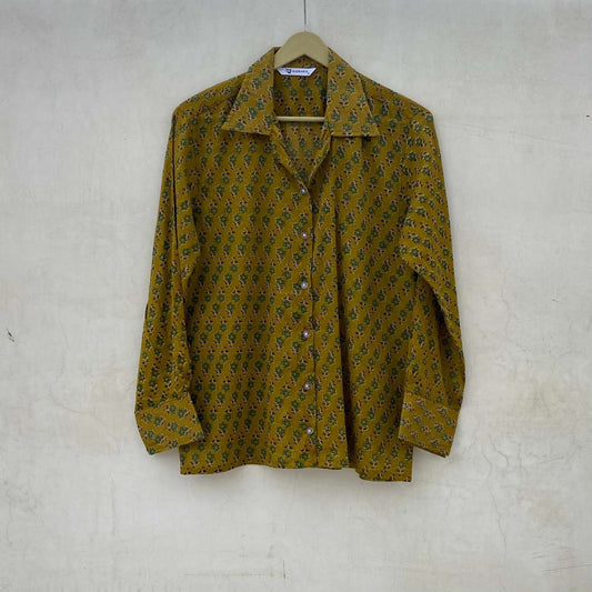 Mehandi Green Butti Mul Women Shirt - KJ10077