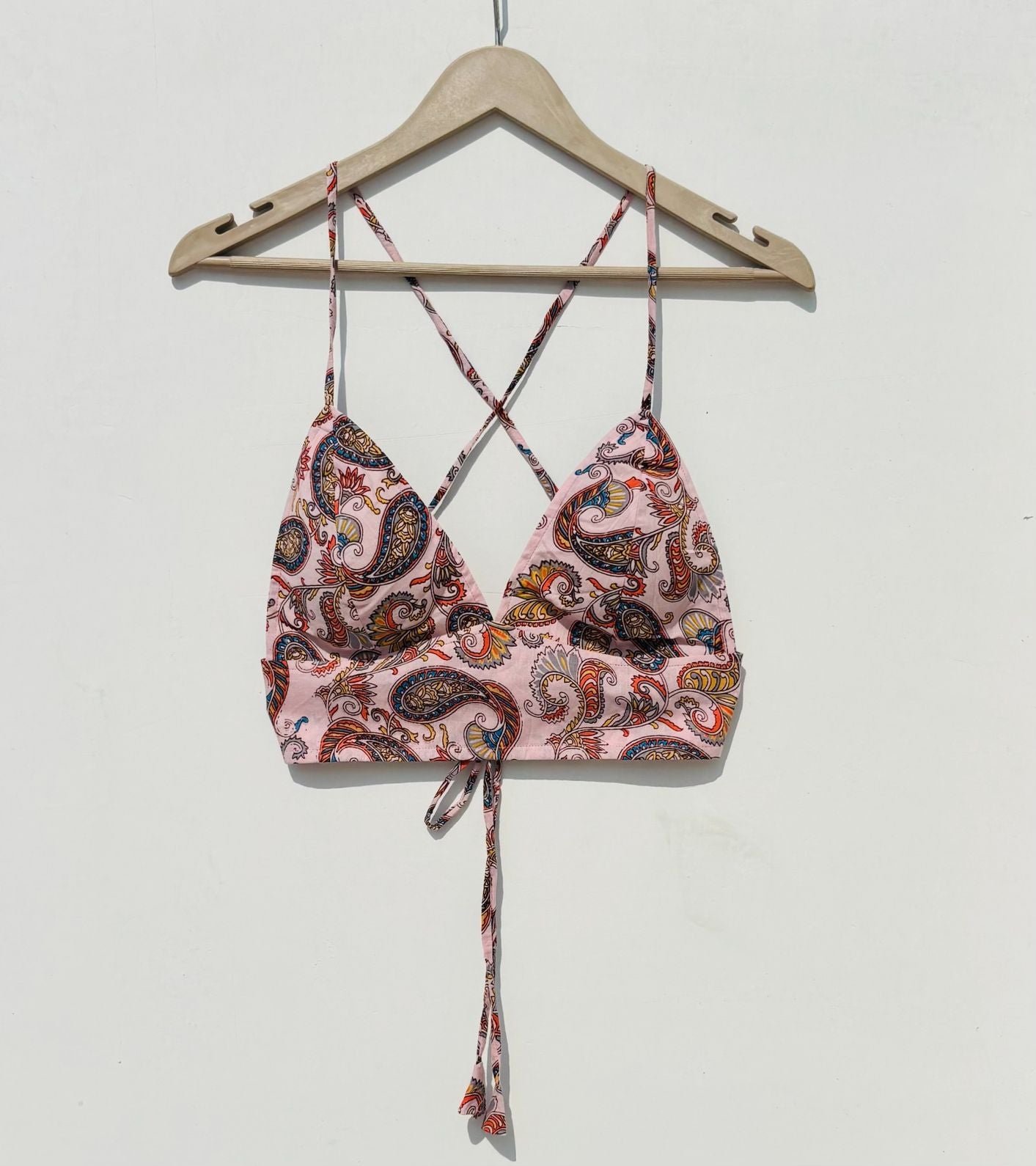 Pink Paisley Removable Pads Bra - KJ0898