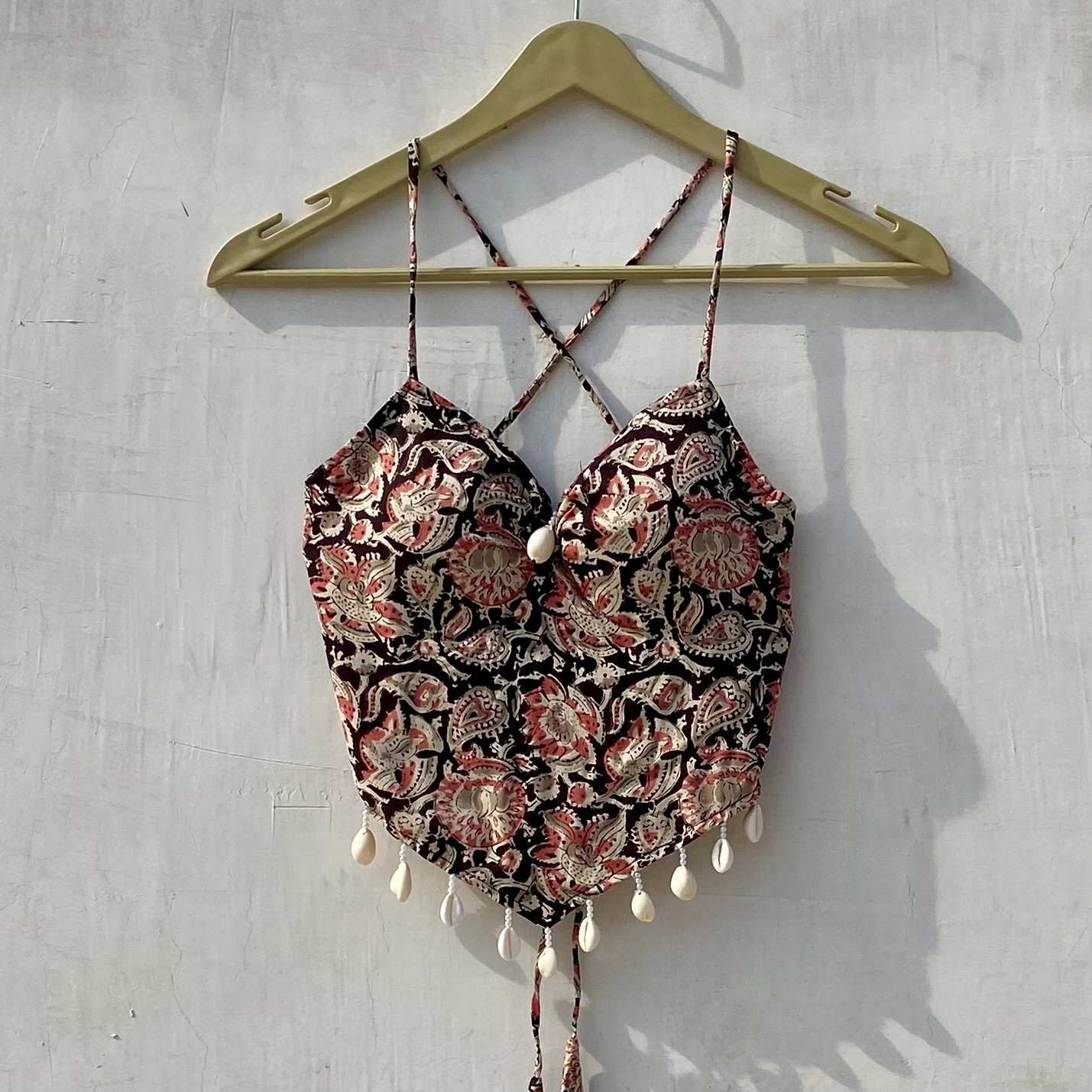 Navratri Black Kalamkari Removable Pads Top - KJ10147