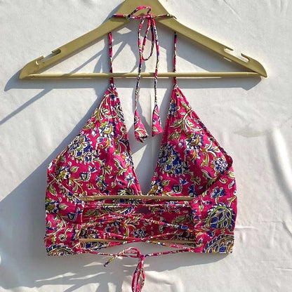 Pink Jaal Criss Cross Removable Pads Top - KJ10318