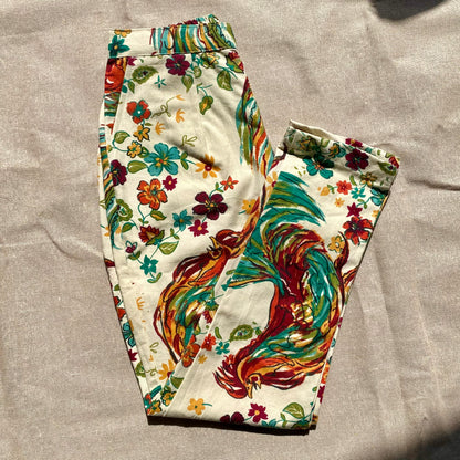 Peacock Floral Denim Pant - KJ10116