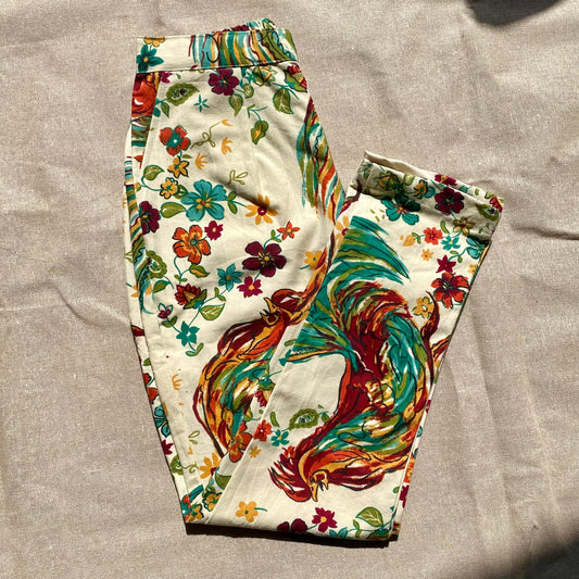 Peacock Floral Denim Pant - KJ10116