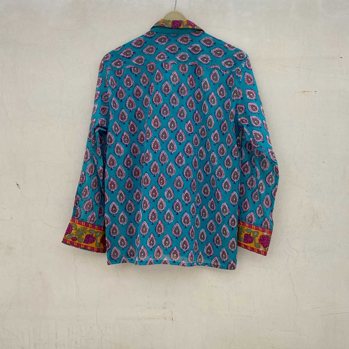 Turquoise Butti Mul Women Shirt - KJ10094