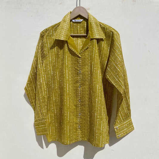 Rust Green Abstract Mul Women Shirt - KJ10007