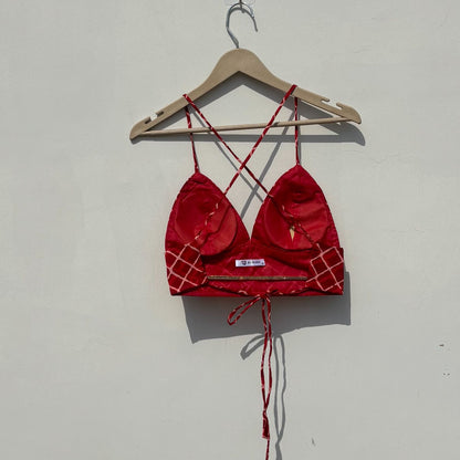Red Cross Box Removable Pads Bralette - Kj10442