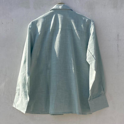 Sea Green Balloon Hand Embroidery Slub Women Shirt - KJ10195