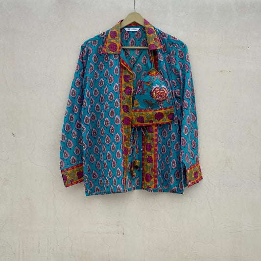 Turquoise Butti Shirt and Bra Combo - KJ10100