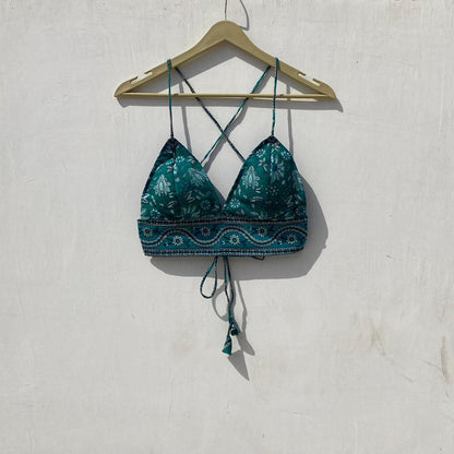 Rama Green Floral Removable Pads Bra - KJ10035