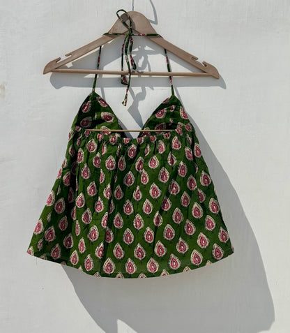 Green Butti Tree Cotton Top - KJ0873 ( This Will Dispatch After 1 april )