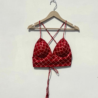 Red Cross Box Removable Pads Bralette - Kj10442