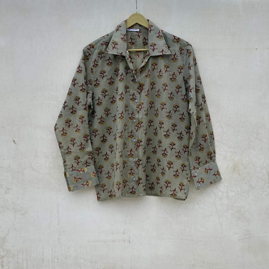 Mitti Gray Butti Mul Women Shirt - KJ10076
