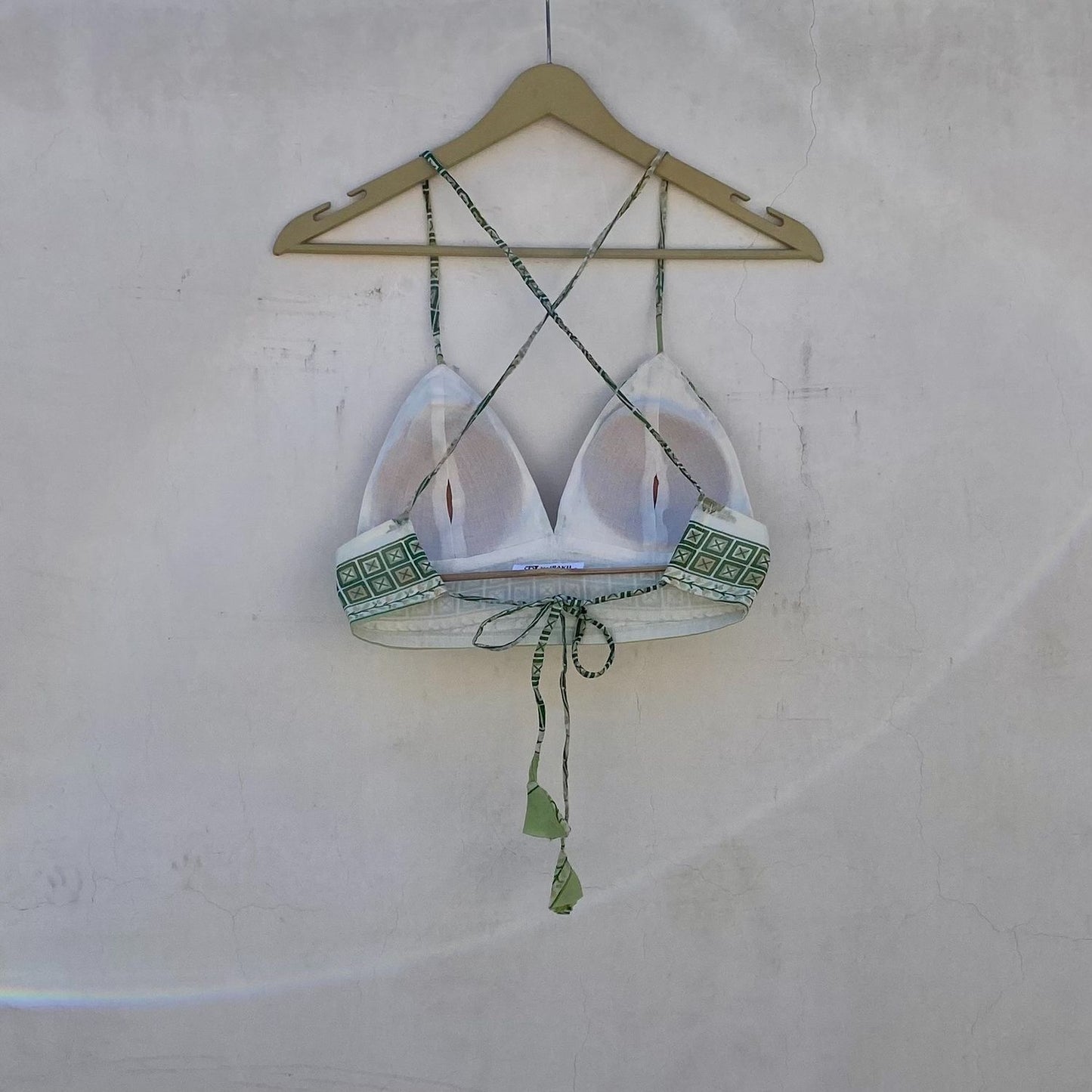 White Green Traditional Removable Pads Bra - KJ10291