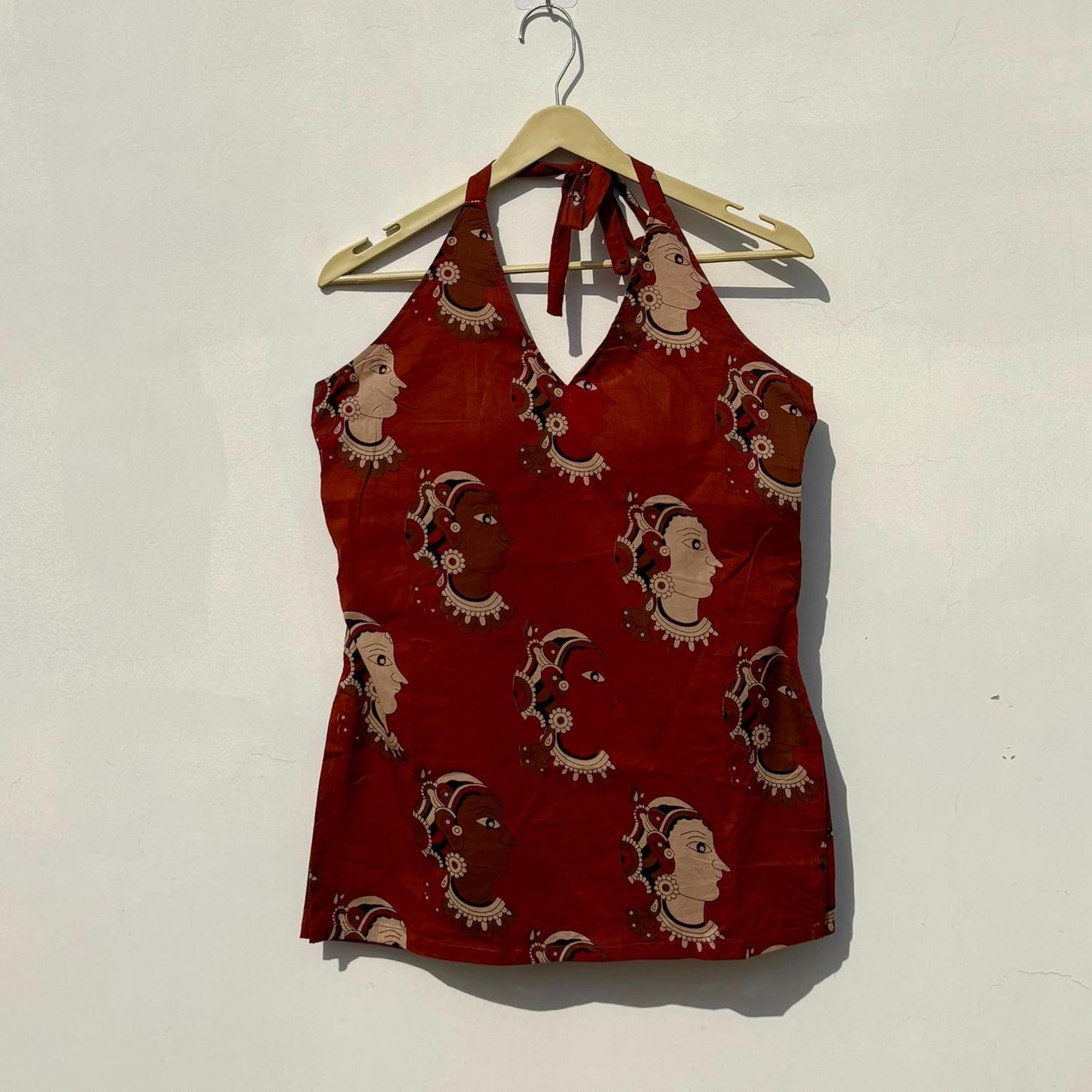 Brown Mudra Face Halter Neck Kurti - KJ10411