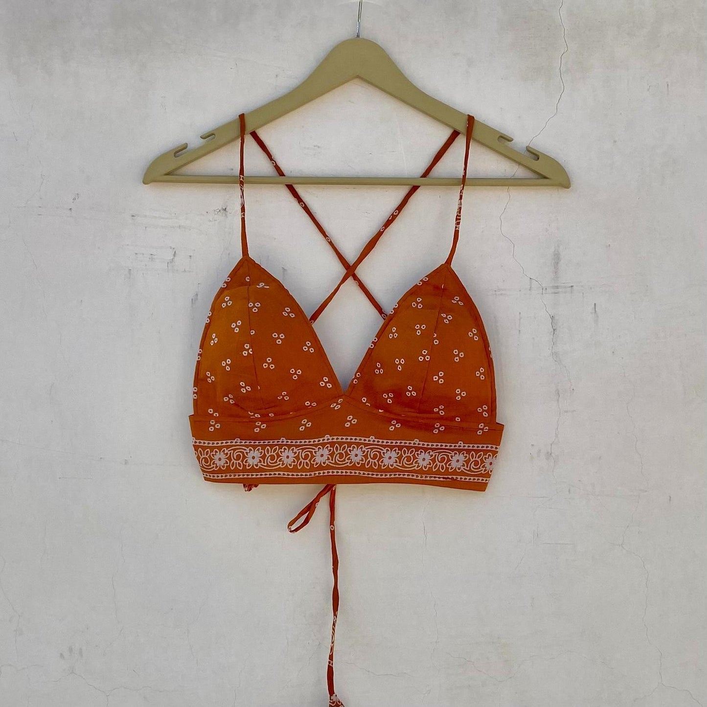 Orange Bandhej Shirt and Bra Combo - KJ10234