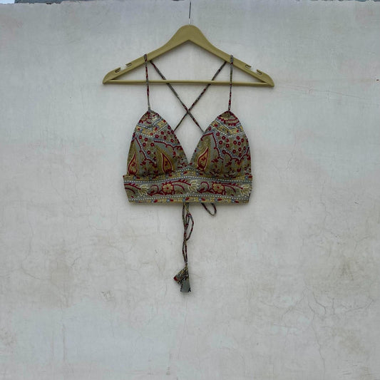 Mitti Grey Traditional Paisley  Removable Pads Bra - KJ10081