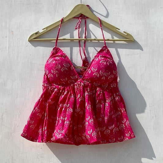 Pink Butti Floral Tree Removable Pads Top - KJ10117