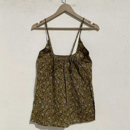Olive Green Piasley Round Neck Kurti Top - KJ0964