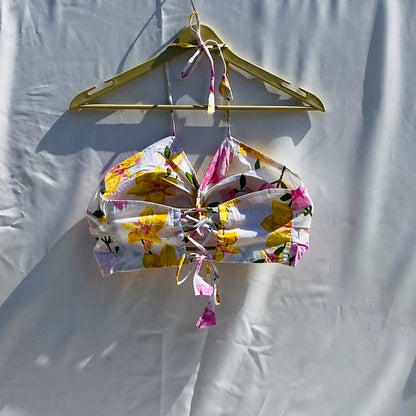 White Floral Criss Cross Top -(( Clearance Sale ))