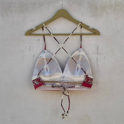 White Red Butti Shirt and Bra Combo - KJ10231