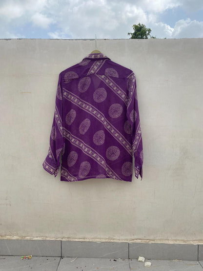 Purple Bandhej Mul Women Shirt - KJ10096