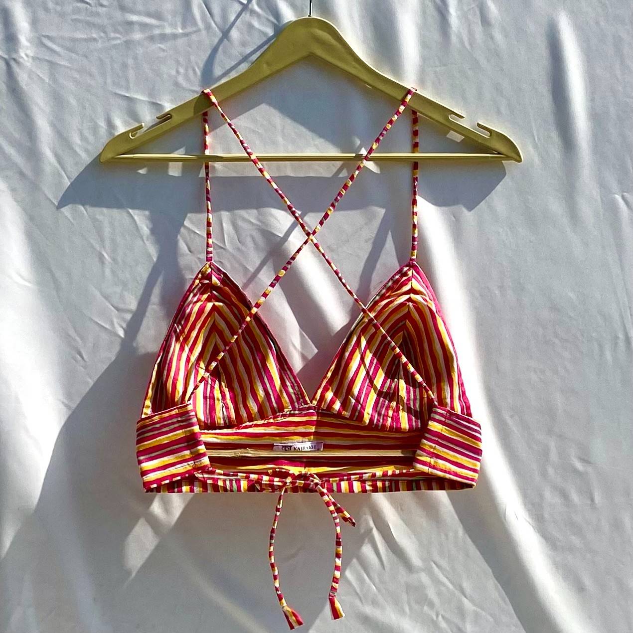 Multicolor Stripe Removable Pads Bra - Kj10343