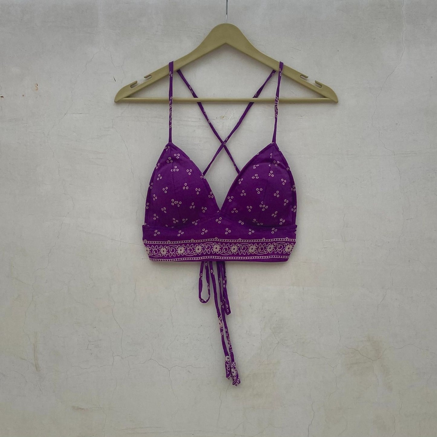 Purple Bandhej Removable Pads Bra - KJ10091