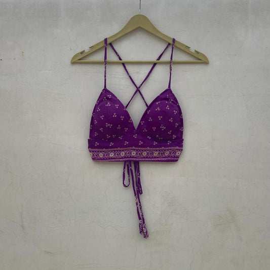 Purple Bandhej Removable Pads Bra - KJ10091
