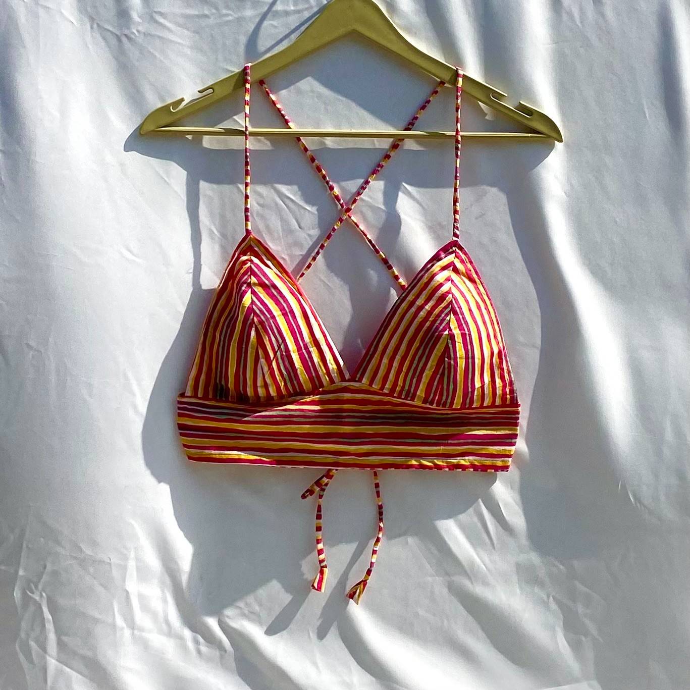 Holi Floral Jaal Shirt and Stripe Bra Combo - KJ10346