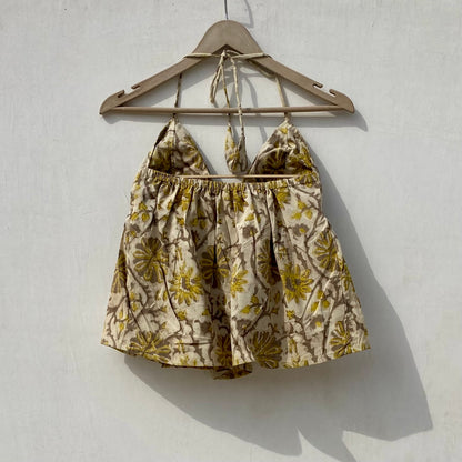 Mehandi Floral Handblock Tree Removable Pads Top - KJ10024