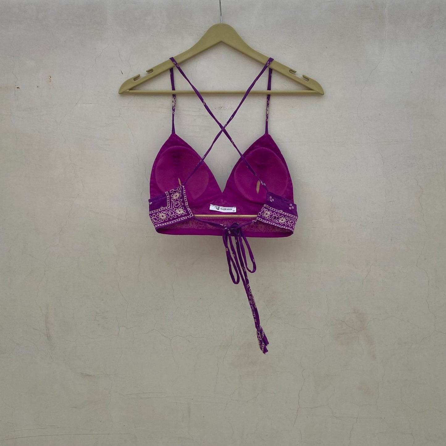 Purple Bandhej Removable Pads Bra - KJ10091